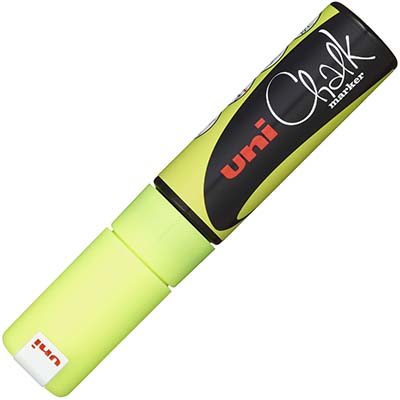 Image for UNI-BALL CHALK MARKER CHISEL TIP 8MM FLUORO YELLOW from Barkers Rubber Stamps & Office Products Depot