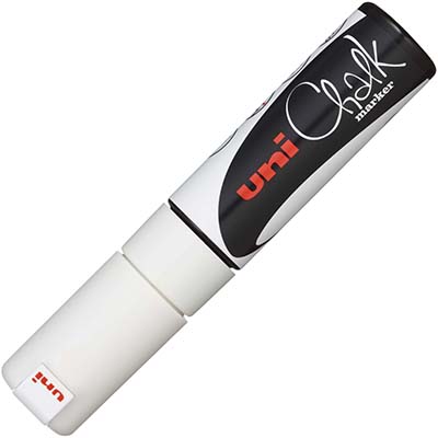 Image for UNI-BALL CHALK MARKER CHISEL TIP 8MM WHITE from Barkers Rubber Stamps & Office Products Depot
