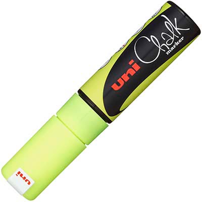 Image for UNI-BALL CHALK MARKER BROAD CHISEL TIP 15MM FLURO YELLOW from Office Products Depot