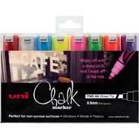 uni-ball chalk marker chisel tip 8mm assorted pack 8