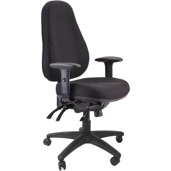 Image for BURO PERSONA 24/7 TASK CHAIR HIGH BACK 4-LEVER ARMS JETT FABRIC BLACK from Ross Office Supplies Office Products Depot