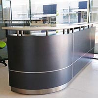executive reception counter 2750 x 950 x 1150mm metallic grey