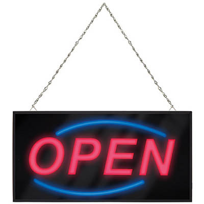 Image for QUARTET LED OPEN SIGN WITH CHAIN 20 X 480 X 250MM BLACK from Office Business Office Products Depot