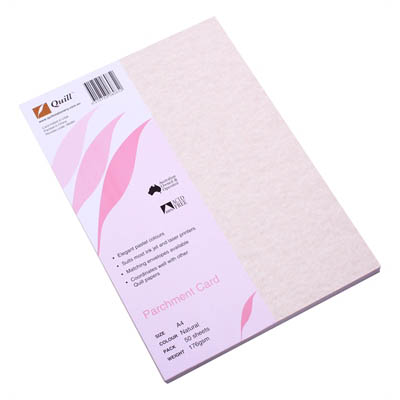 Image for QUILL PARCHMENT CARD 176GSM A4 NATURAL PACK 50 from Barkers Rubber Stamps & Office Products Depot