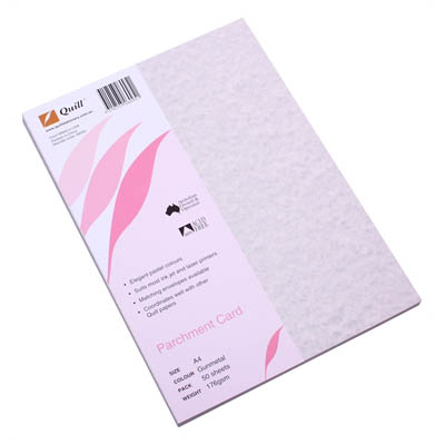 Image for QUILL PARCHMENT CARD 176GSM A4 GUNMETAL PACK 50 from Barkers Rubber Stamps & Office Products Depot