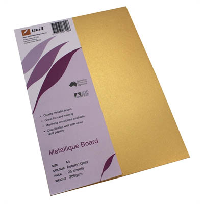 Image for QUILL METALLIQUE BOARD 285GSM A4 AUTUMN GOLD PACK 25 from Total Supplies Pty Ltd
