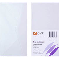 quill dl metallique envelopes plainface strip seal 80gsm 110 x 220mm peridot pack 10