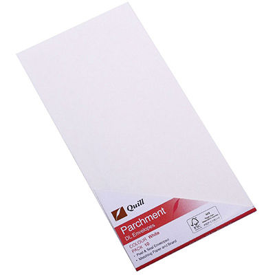 Image for QUILL DL PARCHMENT ENVELOPES PLAINFACE STRIP SEAL 90GSM 110 X 220MM WHITE PACK 25 from Total Supplies Pty Ltd