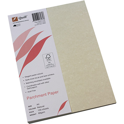 Image for QUILL PARCHMENT PAPER 90GSM A4 NATURAL PACK 100 from Albany Office Products Depot