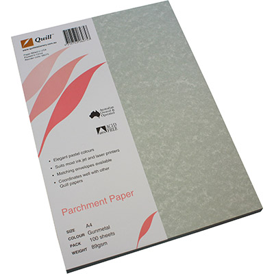 Image for QUILL PARCHMENT PAPER 90GSM A4 GUNMETAL PACK 100 from Total Supplies Pty Ltd