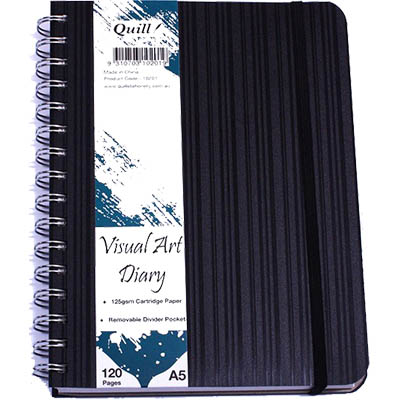 Image for QUILL VISUAL ART DIARY 125GSM 120 PAGE A5 PP BLACK from Total Supplies Pty Ltd
