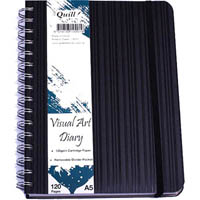 quill visual art diary 125gsm 120 page a5 pp black