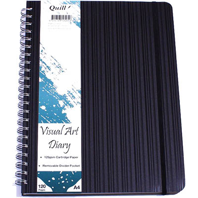 Image for QUILL VISUAL ART DIARY 125GSM 120 PAGE A4 PP BLACK from Total Supplies Pty Ltd