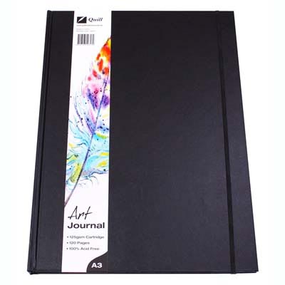 Image for QUILL ART JOURNAL HARDCOVER 125GSM 120 PAGE A3 BLACK from Total Supplies Pty Ltd