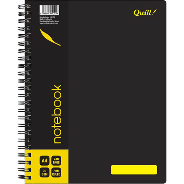 Image for QUILL Q595A NOTE BOOK SPIRALBOUND 70GSM A4 240 PAGE BLACK from Ross Office Supplies Office Products Depot