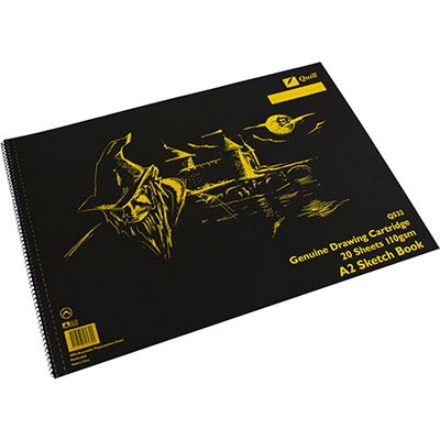 Image for QUILL Q532 SKETCH BOOK PP SHORT BOUND 110GSM A2 420 X 594MM 20 SHEETS BLACK from Albany Office Products Depot