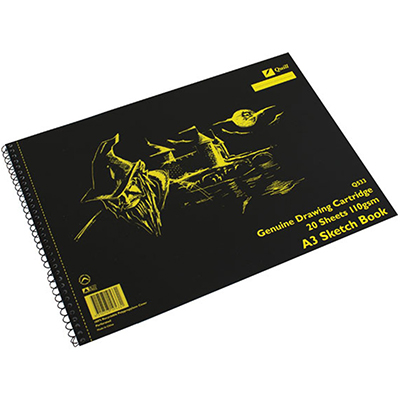 Image for QUILL Q533 SKETCH BOOK PP SHORT BOUND 110GSM A3 297 X 420MM 20 SHEETS BLACK from Ross Office Supplies Office Products Depot