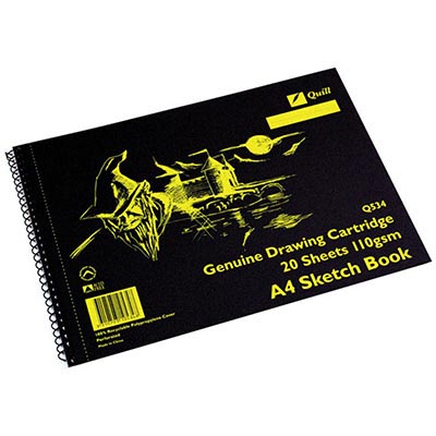 Image for QUILL Q534 SKETCH BOOK PP SHORT BOUND 110GSM A4 210 X 297MM 20 SHEETS BLACK from Office Products Depot