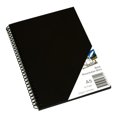 Image for QUILL VISUAL ART DIARY 110GSM 90 PAGE A5 PP BLACK from Total Supplies Pty Ltd