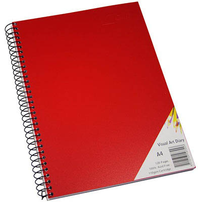 Image for QUILL VISUAL ART DIARY 110GSM 120 PAGE A4 PP RED from Total Supplies Pty Ltd