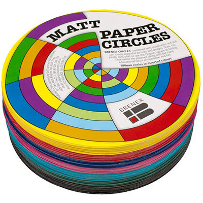 Image for BRENEX MATT CIRCLE PAPER SHAPES SINGLE SIDED 180MM ASSORTED PACK 500 from Ross Office Supplies Office Products Depot