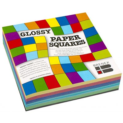 Image for BRENEX GLOSSY SQUARE PAPER SHAPES SINGLE SIDED 254 X 254MM ASSORTED PACK 360 from Total Supplies Pty Ltd