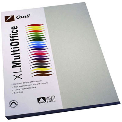 Image for QUILL COLOURED A4 COPY PAPER 80GSM GREY PACK 100 SHEETS from Ross Office Supplies Office Products Depot