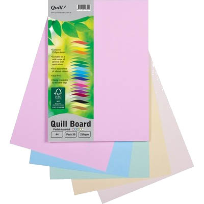 Image for QUILL XL MULTIBOARD 210GSM A4 ASSORTED PASTELS PACK 50 from Albany Office Products Depot