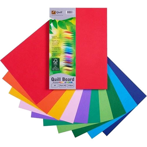 Image for QUILL BOARD 210GSM A4 ASSORTED PACK 100 from Office Products Depot Gold Coast