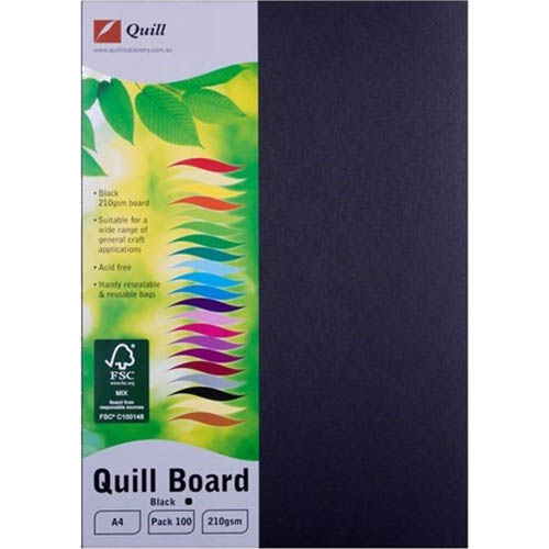 Image for QUILL XL MULTIBOARD 210GSM A4 BLACK PACK 100 from MOE Office Products Depot Mackay & Whitsundays