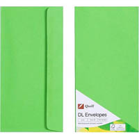 quill dl coloured envelopes plainface strip seal 80gsm 110 x 220mm lime pack 25