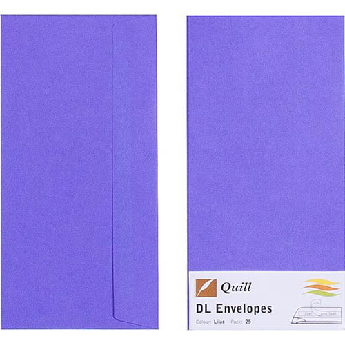 Image for QUILL DL COLOURED ENVELOPES PLAINFACE STRIP SEAL 80GSM 110 X 220MM LILAC PACK 25 from Office Products Depot
