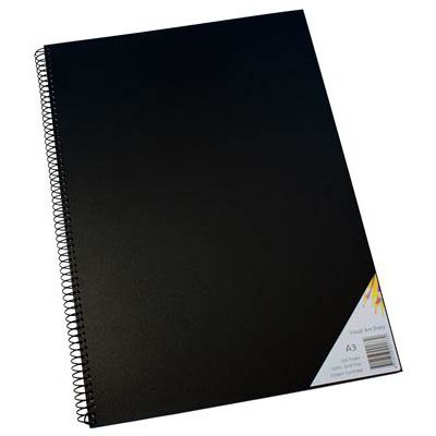 Image for QUILL VISUAL ART DIARY 110GSM 120 PAGE A3 PP BLACK from Total Supplies Pty Ltd