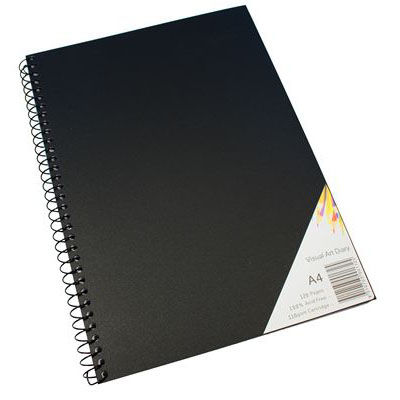 Image for QUILL VISUAL ART DIARY 110GSM 120 PAGE A4 PP BLACK from Total Supplies Pty Ltd