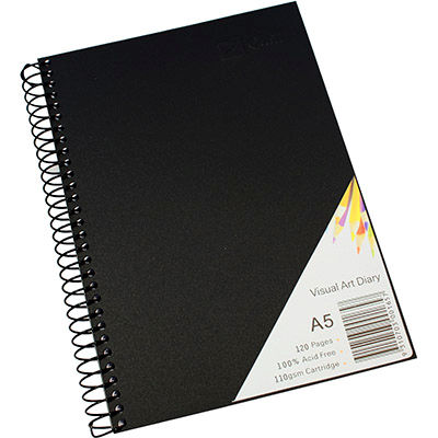 Image for QUILL VISUAL ART DIARY 110GSM 120 PAGE A5 PP BLACK from Total Supplies Pty Ltd