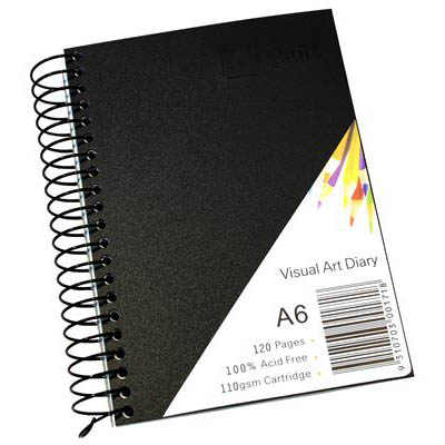 Image for QUILL VISUAL ART DIARY 110GSM 120 PAGE A6 PP BLACK from Albany Office Products Depot