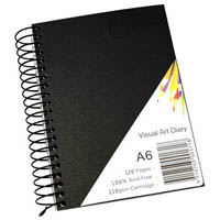 quill visual art diary 110gsm 120 page a6 pp black