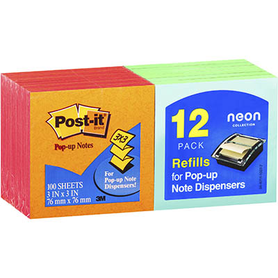 Image for POST-IT R330-N-ALT POP UP NOTES 76 X 76MM NEON PACK 12 from Ross Office Supplies Office Products Depot