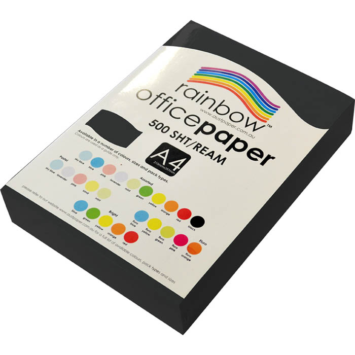 Image for RAINBOW COLOURED A4 COPY PAPER 80GSM 500 SHEETS BLACK from Albany Office Products Depot