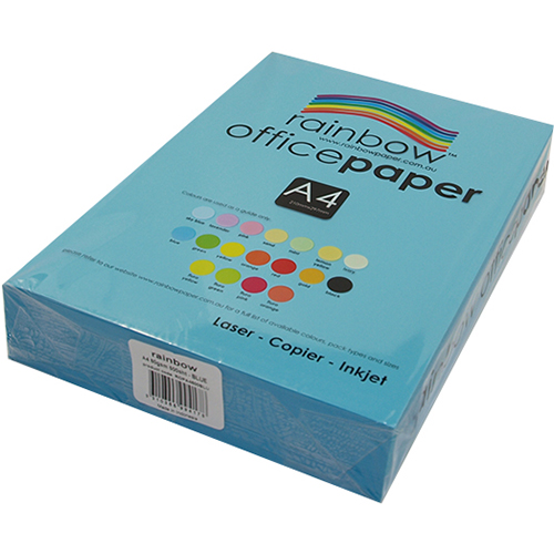 Image for RAINBOW COLOURED A4 COPY PAPER 80GSM 500 SHEETS BLUE from Ross Office Supplies Office Products Depot