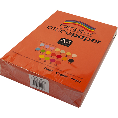 Image for RAINBOW COLOURED A4 COPY PAPER 80GSM 500 SHEETS ORANGE from Ross Office Supplies Office Products Depot
