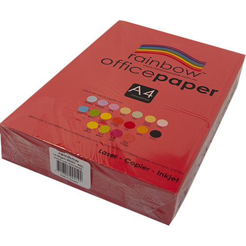 Image for RAINBOW COLOURED A4 COPY PAPER 80GSM 500 SHEETS RED from MOE Office Products Depot Mackay & Whitsundays