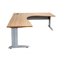 rapid span corner workstation with metal modesty panel 1500 x 1500 x 700mm beech/silver