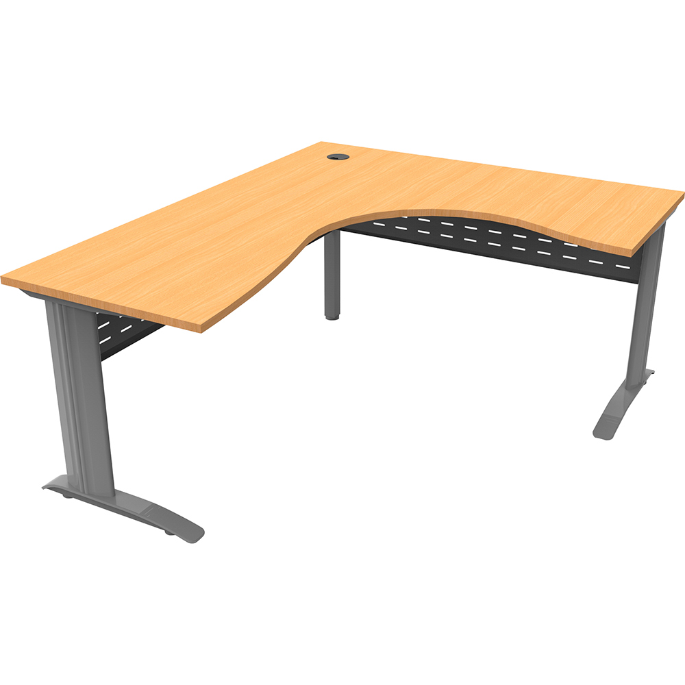 Image for RAPID SPAN CORNER WORKSTATION WITH METAL MODESTY PANEL 1800 X 1200 X 700MM BEECH/SILVER from Office Products Depot