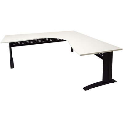 Image for RAPID SPAN CORNER WORKSTATION WITH METAL MODESTY PANEL 1800 X 1500 X 700MM NATURAL WHITE/BLACK from Barkers Rubber Stamps & Office Products Depot