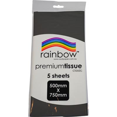 Image for RAINBOW PREMIUM TISSUE PAPER 17GSM 500 X 750MM BLACK PACK 5 from Total Supplies Pty Ltd