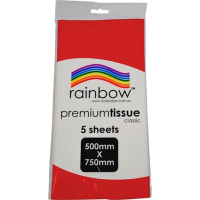 Image for RAINBOW PREMIUM TISSUE PAPER 17GSM 500 X 750MM RED PACK 5 from Margaret River Office Products Depot