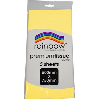Image for RAINBOW PREMIUM TISSUE PAPER 17GSM 500 X 750MM YELLOW PACK 5 from Total Supplies Pty Ltd