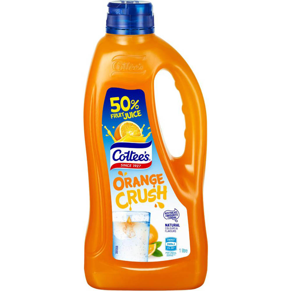 Image for COTTEES CORDIAL ORANGE CRUSH PET 1 LITRE PET CARTON 9 from Total Supplies Pty Ltd