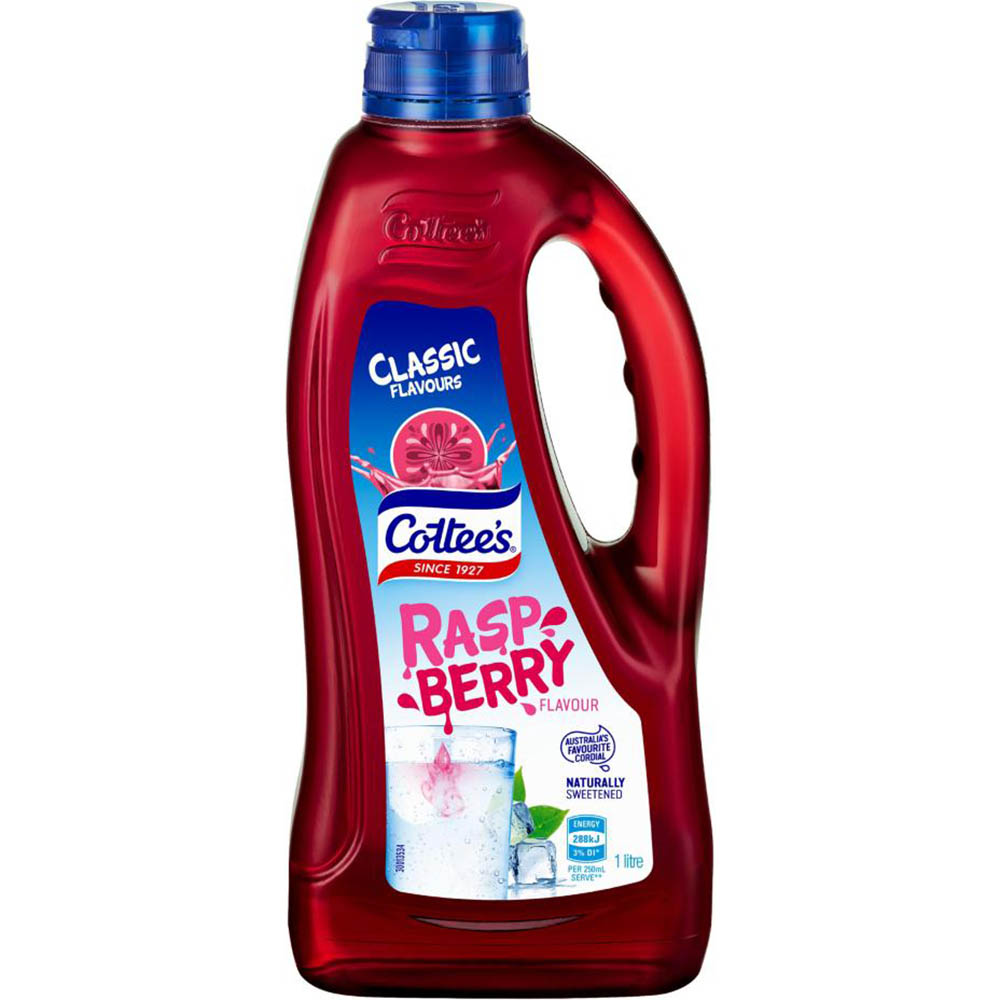 Image for COTTEES CORDIAL RASPBERRY CRUSH PET 1 LITRE CARTON 9 from Ross Office Supplies Office Products Depot